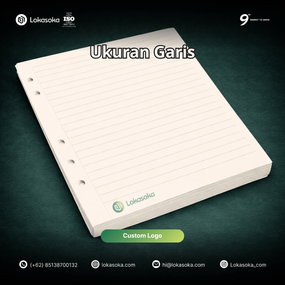 Produksi notebook custom desain minimalis dan agenda tahunan untuk perlengkapan alat tulis kantor atau merchandise promosi perusahaan dari Lokasoka