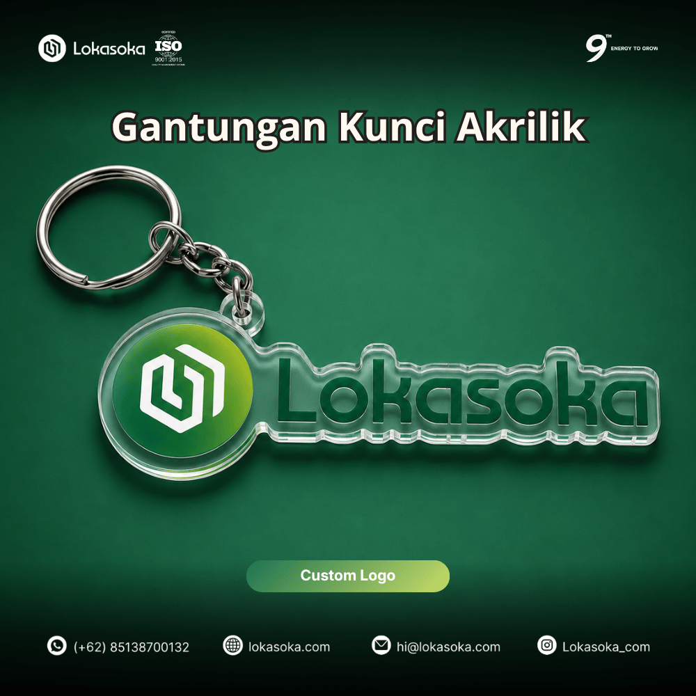 Custom gantungan kunci akrilik dan merchandise promosi di Lokasoka
