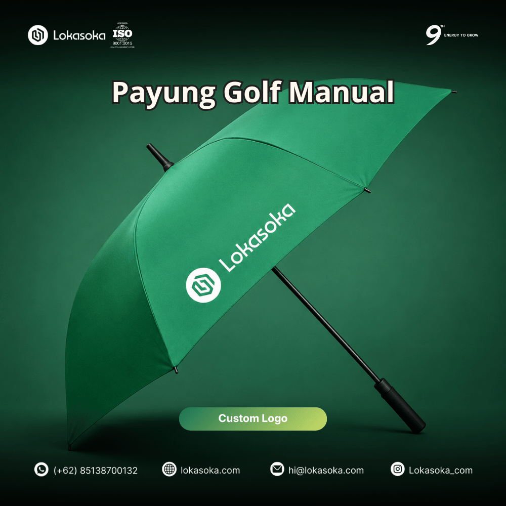Custom payung golf sebagai souvenir perusahaan di Lokasoka