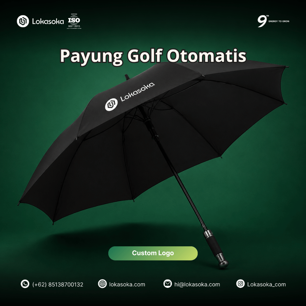 Custom payung golf sebagai souvenir perusahaan di Lokasoka