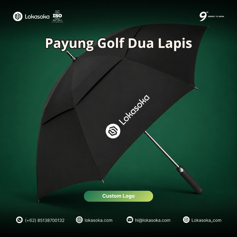 Custom payung golf sebagai souvenir perusahaan di Lokasoka