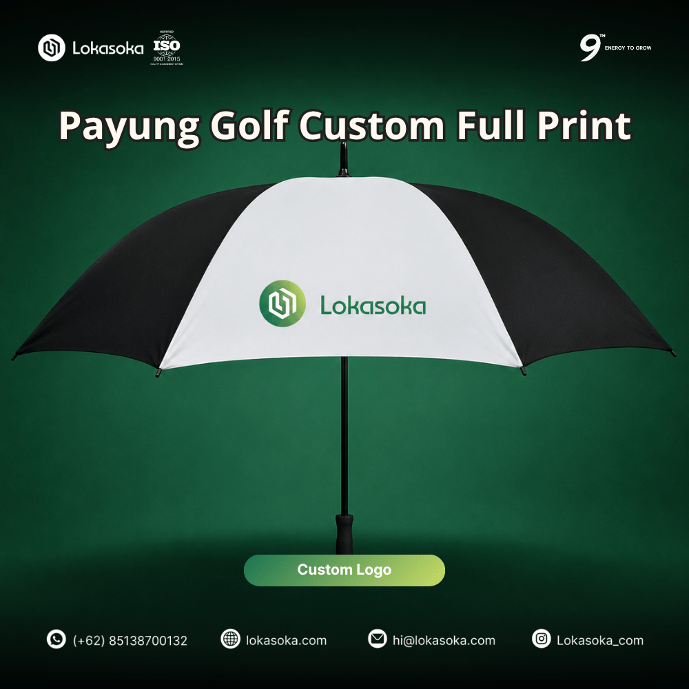Custom payung golf sebagai souvenir perusahaan di Lokasoka