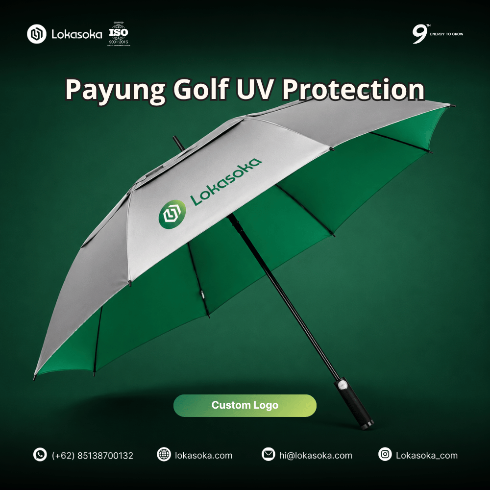 Custom payung golf sebagai souvenir perusahaan di Lokasoka