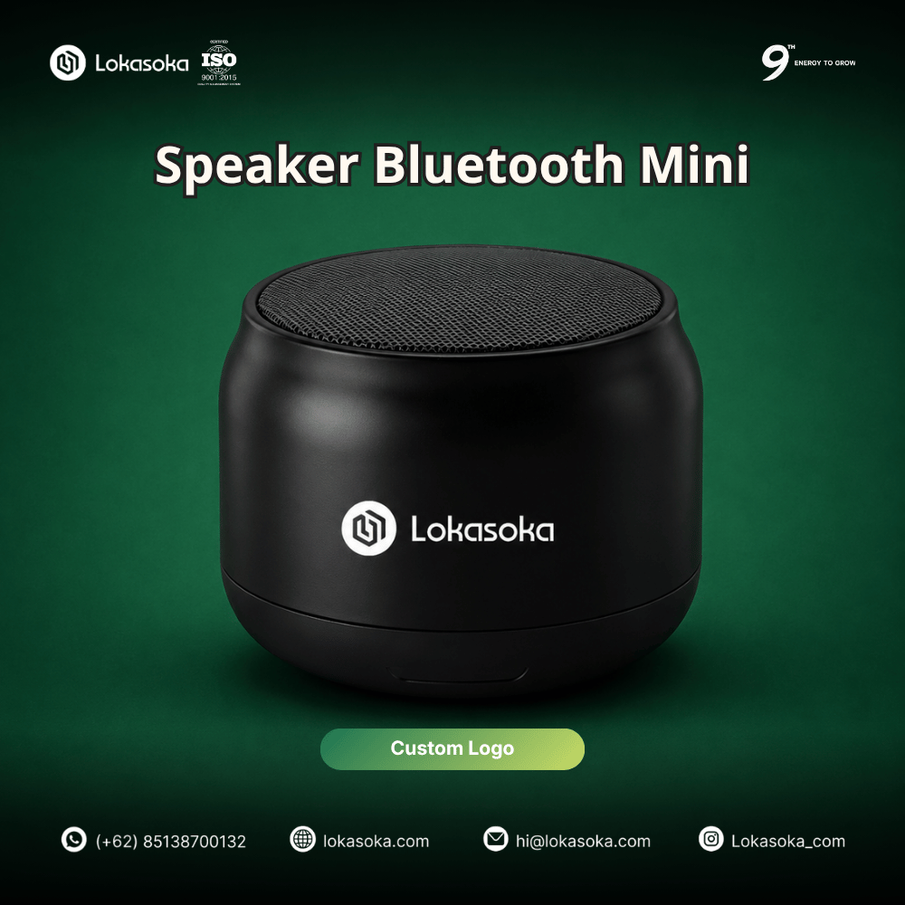Custom souvenir speaker bluetooth untuk corporate gift ke pegawai dan klien di Lokasoka