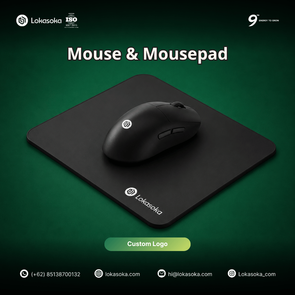 Custom souvenir mouse & mousepad untuk mitra perusahaan di Lokasoka