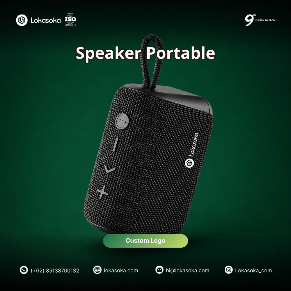 Custom souvenir speaker portable untuk mitra perusahaan di Lokasoka
