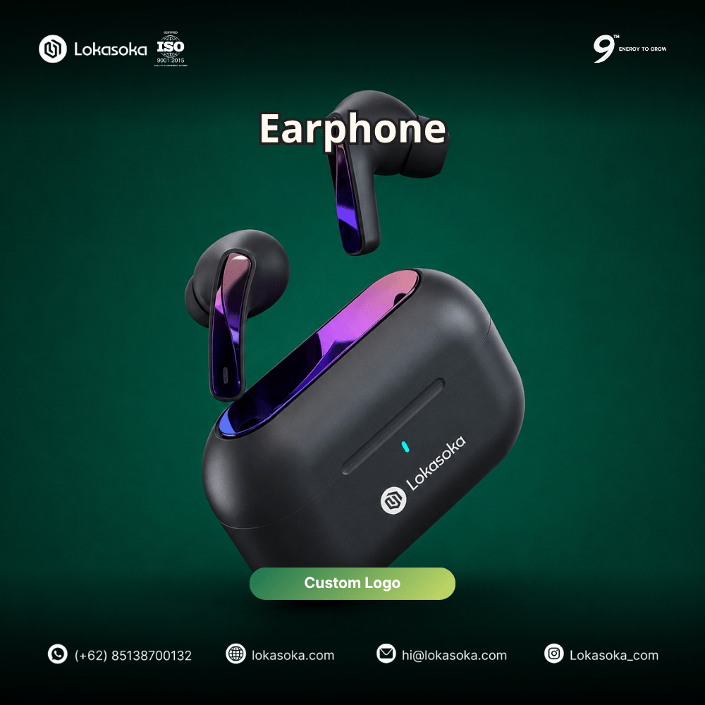Custom souvenir earphone untuk mitra perusahaan di Lokasoka