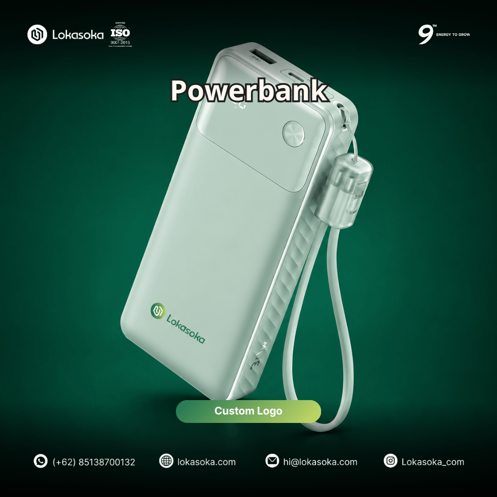 Custom souvenir powerbank untuk mitra perusahaan di Lokasoka