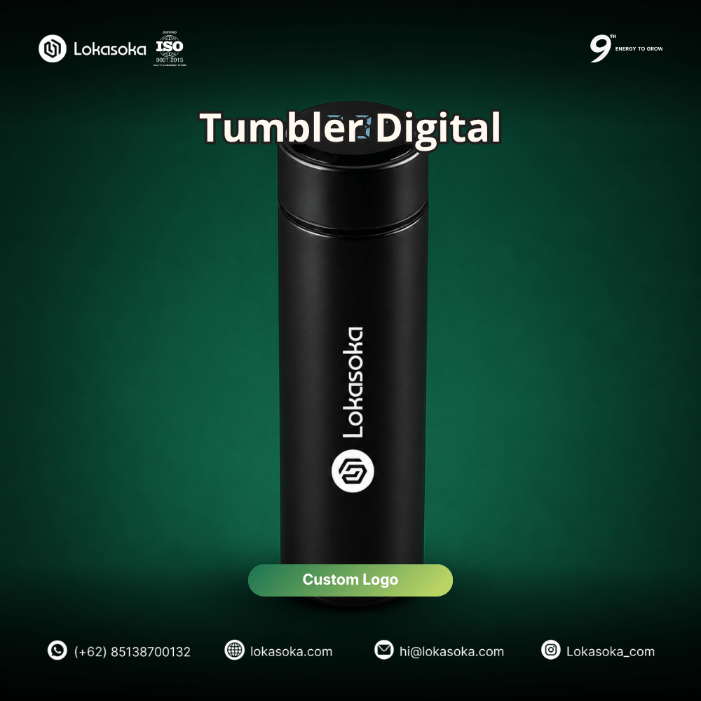 Custom souvenir tumbler digital untuk mitra perusahaan di Lokasoka