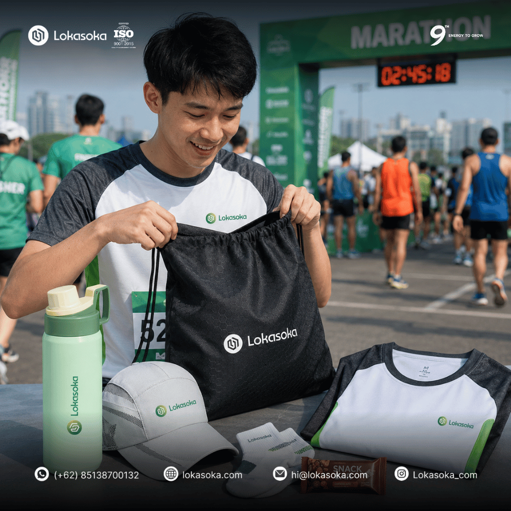 Custom race pack untuk merchandise event marathon di Lokasoka