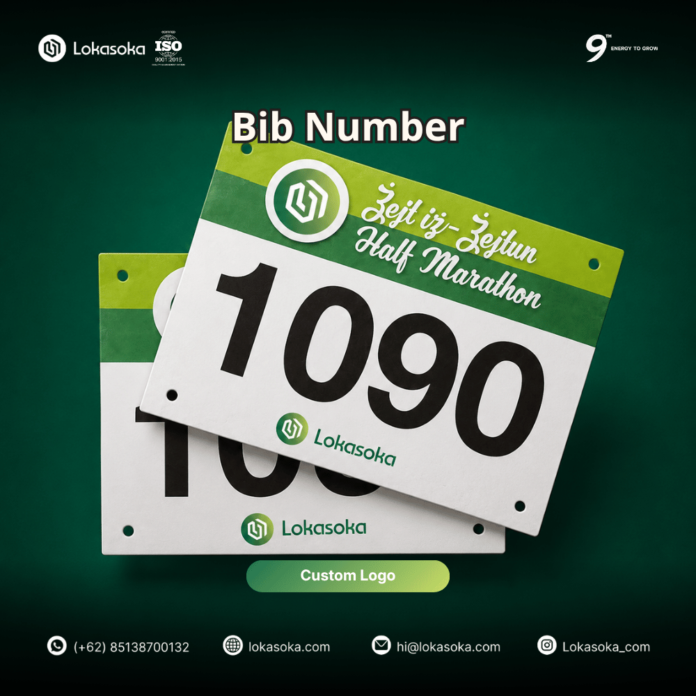 Custom Bib Number untuk merchandise race pack event marathon di Lokasoka