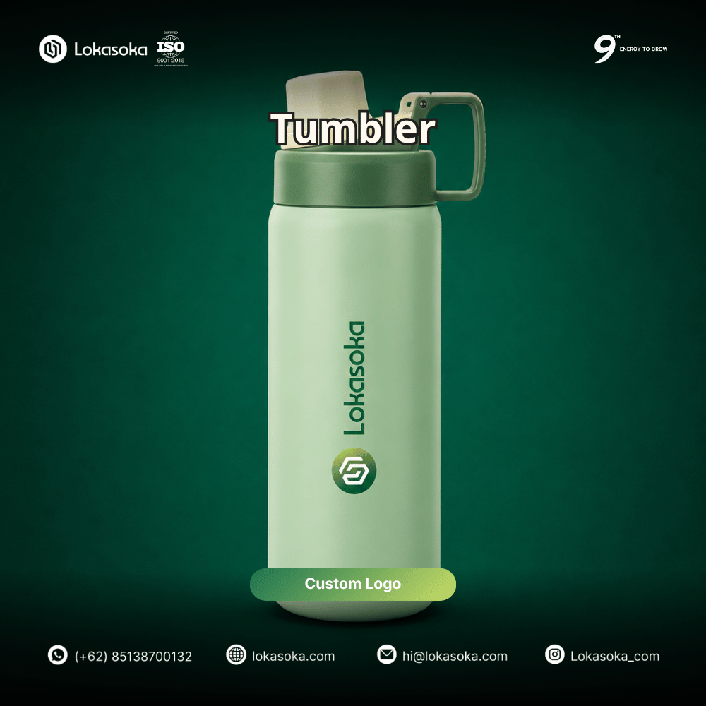 Custom Tumbler untuk merchandise race pack event marathon di Lokasoka