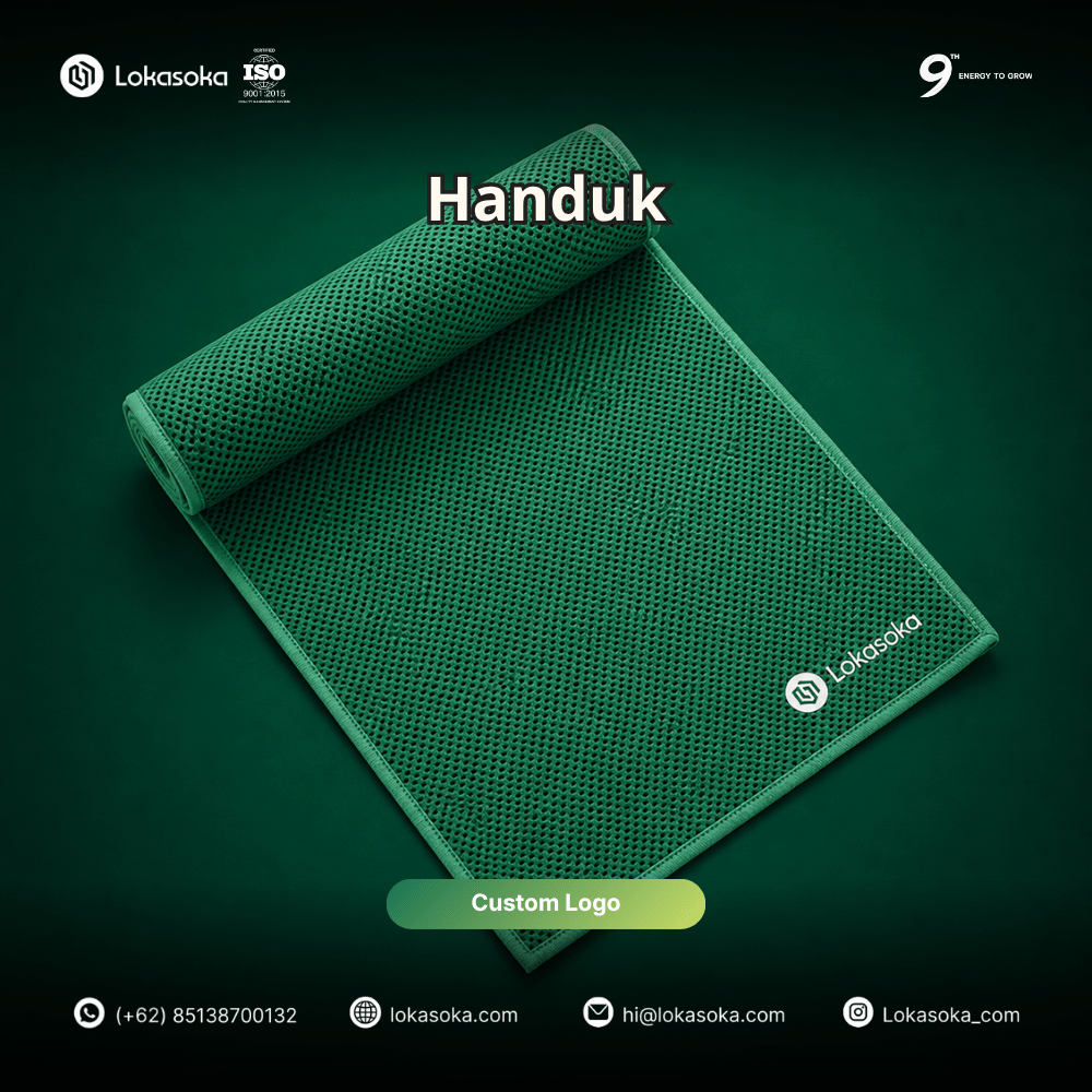 Custom Handuk Quick Dry untuk merchandise race pack event marathon di Lokasoka