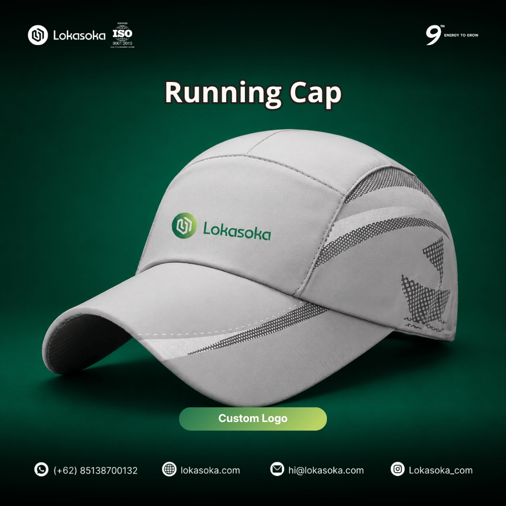 Custom Running Cap untuk merchandise race pack event marathon di Lokasoka